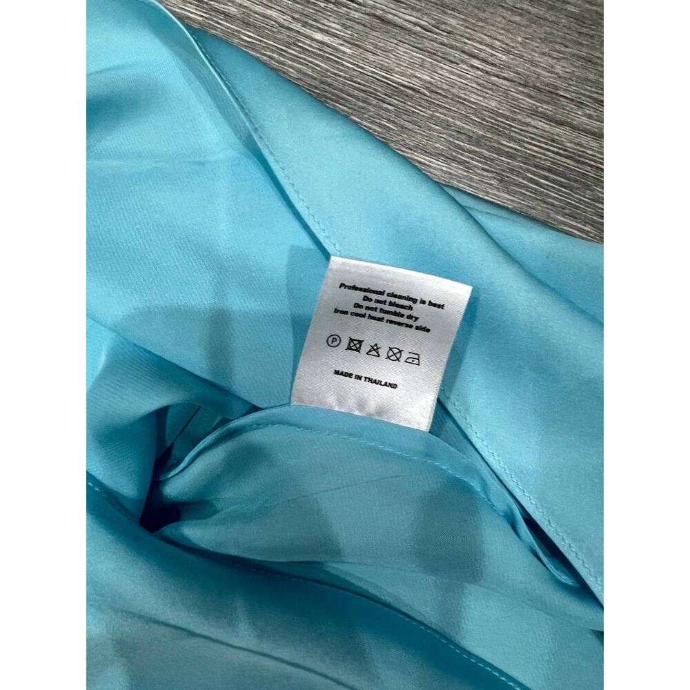 Onarin Ms. Pleat silk wedding prom v neck babydoll midi Dress Blue XS A004131 - Picture 9 of 9